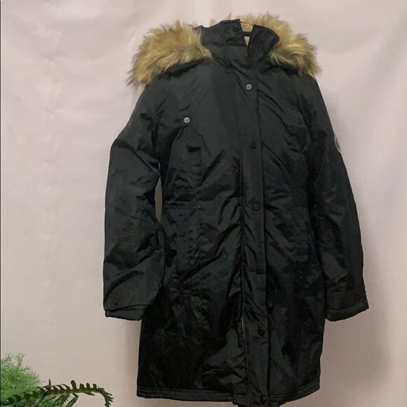 NWOT MADDEN GIRL PUFFER BLACK HOODED‎ COAT … - Picture 1 of 12